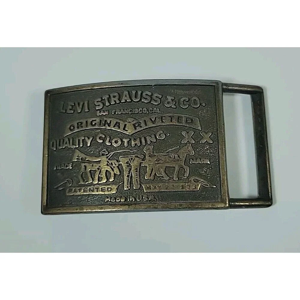 Levi Strauss & Co Original Riveted Quality Clothing XX Metal Belt Buckle Vintage